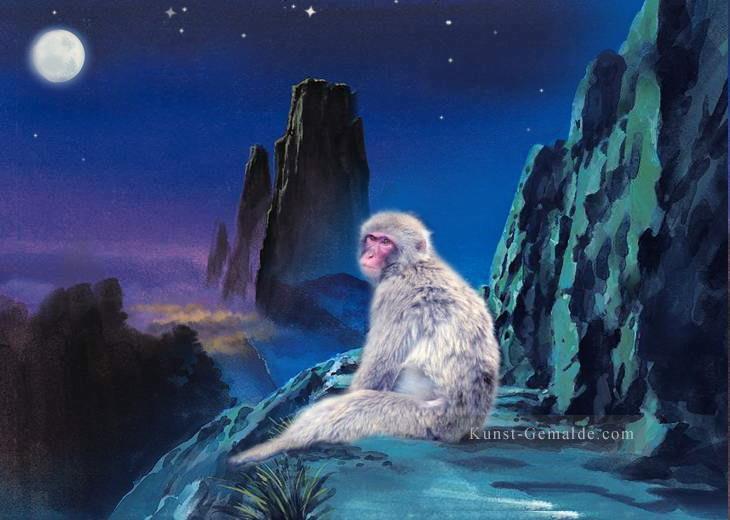 Affe unter blauem Himmel realistisch original Ölgemälde